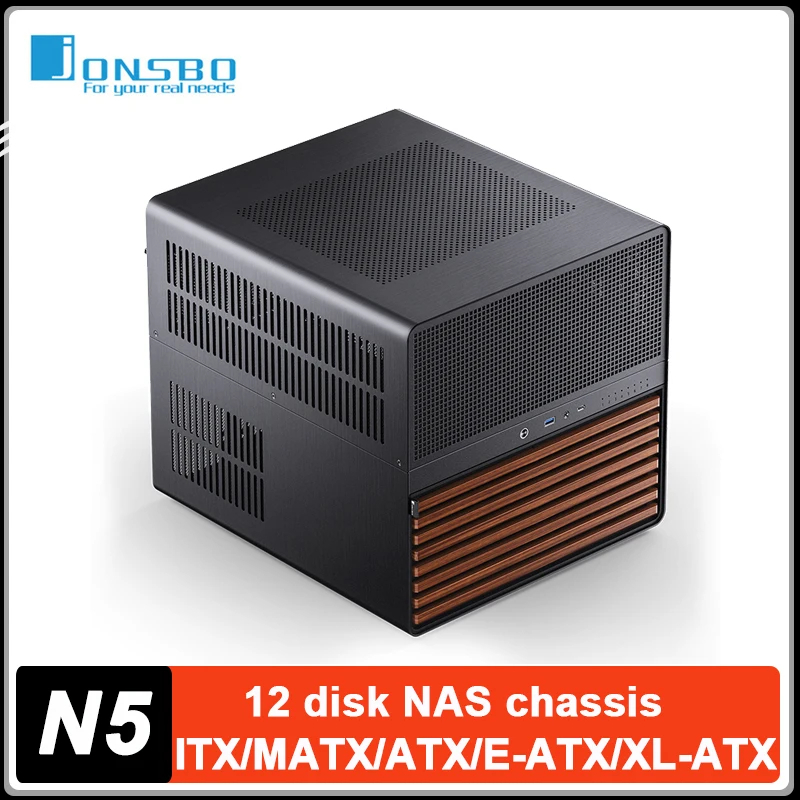 Case Fans - JONSBO N5 Schwarzes NAS-Gehäuse 12 Festplattenslots